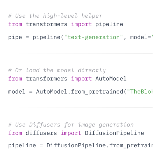 Code snippets from HF libraries