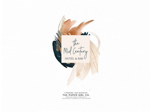 mid century modern logo, abstract logo design, retro logo design, geometric logo design, logo design, watercolor logo design, branding kit image 1