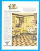 1936 ARMSTRONG Linoleum Flooring tiles vintage PRINT AD yellow kitchen appliance