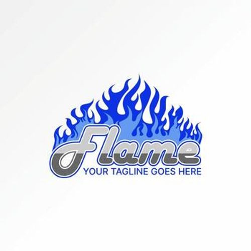 Logo design graphic concept creative premium abstract stock word text Flame font flame fire hot gas. Related to monogram typography branding vector