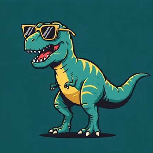 Cool T Rex Dinosaur Wearing Sunglasses Fun Cartoon Illustration