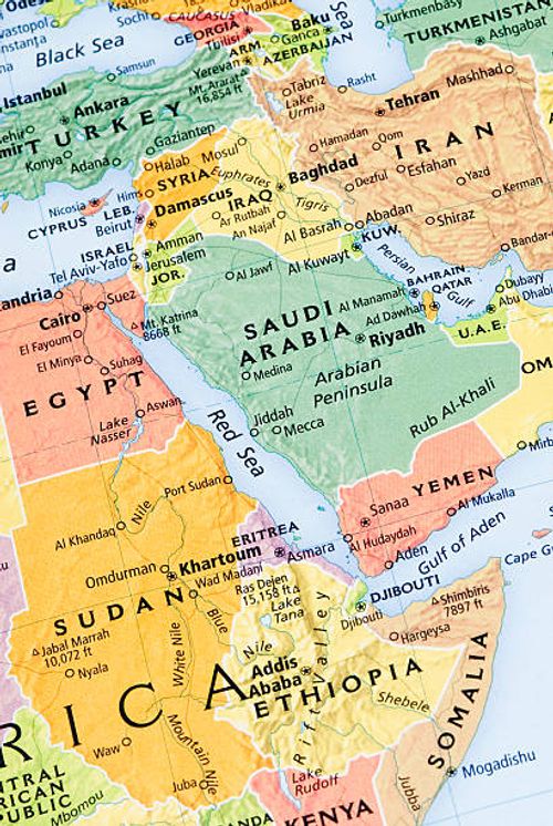 northeast africa, middle east and persian gulf regional map - map of israel and syria stock pictures, royalty-free photos & images