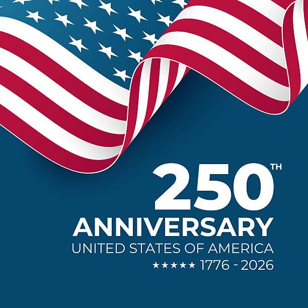 USA 250th anniversary celebration. 4th of July greeting card. Waving national flag of the United States. USA 250th anniversary celebration. 4th of July greeting card. Waving national flag of the United States. Vector illustration. 250 anniversary stock illustrations