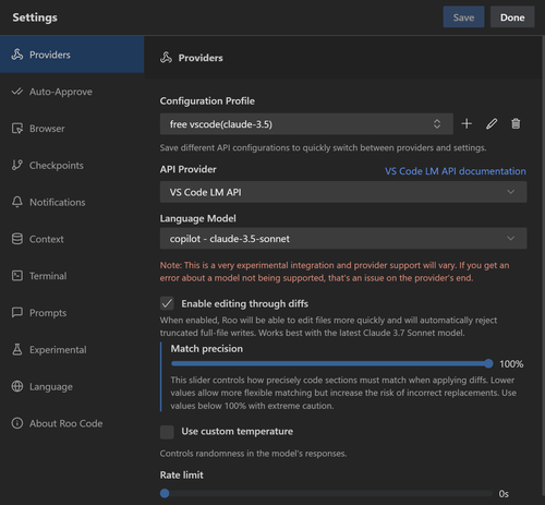 VS Code LM API selection in RooCode