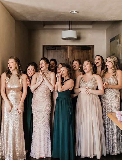 Emerald Green and Rose Gold Wedding Theme 2024 Mismatched Emerald Green and Rose Gold Bridesmaid Dresses Emerald Green Wedding Invitations ColorsBridesmaid