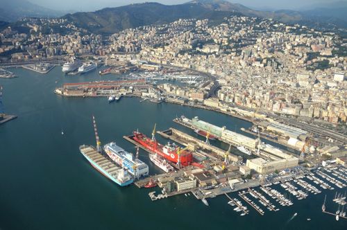 aerial view harbour of genoa italy dsc01156