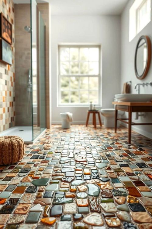 Eco Friendly Recycled Mosaic - 22 Bathroom Mosaic Floor Tile Ideas
