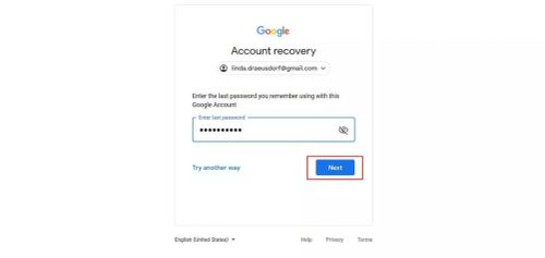 Image: Google password entry form