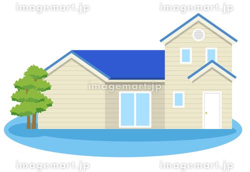 災害　住宅　水害 ゲリラ豪雨,ダメージ,地盤沈下のイラスト素材