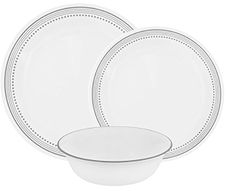 Corelle Mystic Gray Chip and Break Resistant Dinner Set for 4 Person, Grey, 12-Piece