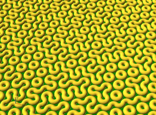 r/openscad - Random tiling of type 1 hex tiles, 2 rotations