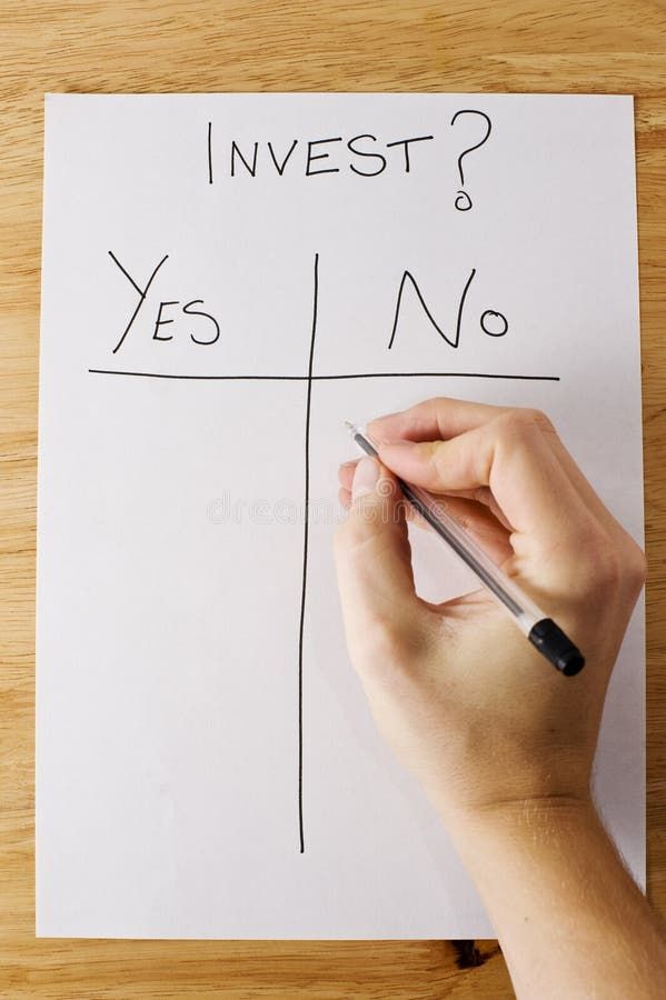 Concept of making a decision about whether or not to invest. Investment decision stock images, royalty-free photos and pictures