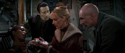 Gates McFadden, Brent Spiner, Patrick Stewart, and Alfre Woodard in Star Trek: First Contact (1996)