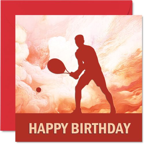 Stuff4 Tennis Sport Birthday Cards - Boys in Sports - Happy Birthday Card for Boy Son Brother Grandson Nephew Uncle Cousin, 5.7 x 5.7 Inch Bday Greeting Cards