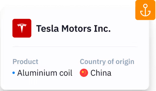 Tesla Motors Inc. trade data with product and country of origin