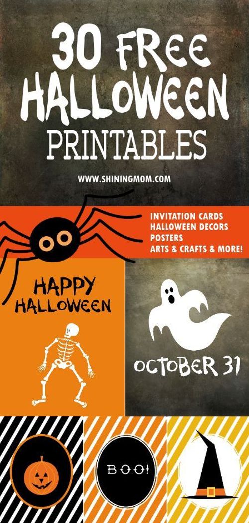halloween printables for kids and adults with the text, 30 free halloween printables