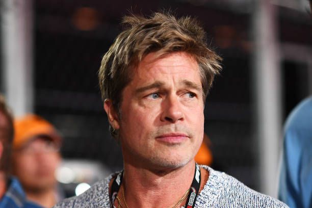 Brad Pitt, star of the upcoming Formula One based movie, Apex, walks in the Pitlane prior to qualifying ahead of the F1 Grand Prix of Las Vegas at...