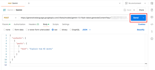 Clicking Send again in Postman