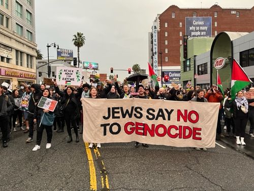 jews say no to genocide hollywood protest for a ceasefire in gaza