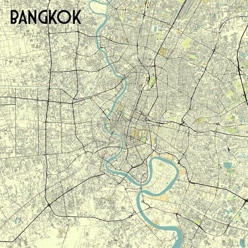 Vector bangkok thailand map poster art
