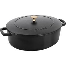 STAUB Cast Iron 6.25-qt Wide Oval Dutch Oven, Black Matte