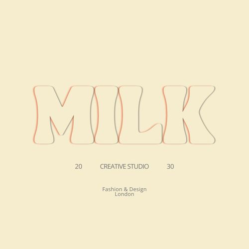 Beige Yellow Typographic 3D Fashion Milk Creative Studio Logo Logo