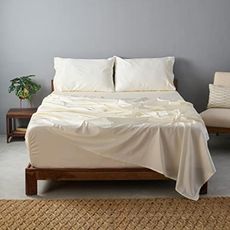 Weddingly CEA Certified 100% Giza Egyptian Cotton Sheets|4 Piece Set|Accredited Gold Seal|Deep Pocket|Extra Long Staple|Sateen Weave|High Fabric Strength,Uniform &Soft| (California King,Ivory)