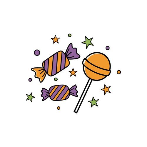 Colorful cartoon candy with lollipop Vector Image