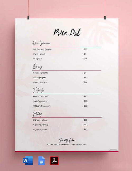 Price List Template in Google Docs, Word, PDF - Download | Template.net