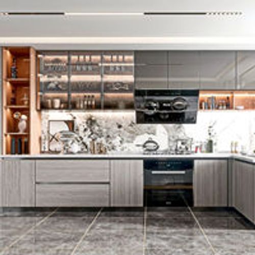 Kitchen Cabinets Teak Wood Industrial Modern Country Style Foshan Idea with Solid Environmental Friendly Apartment