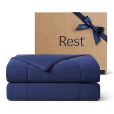 REST® Evercool® Cooling Comforter, Full/Queen, Blanket for Hot Sleepers, All Season Bedding to Keep Cool for Night Sweats, Breathable Lightweight Blanket, 90"x90" Inches, Midnight Blue