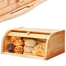 2 Lb. Depot Breadbox for Kitchen Countertop - Vintage-Style Bamboo Bread Box Wood - Japanese Bread Box - Bread Cabinet for Kitchen Counter - Bread Bin - 17'' x 10'' x 7''