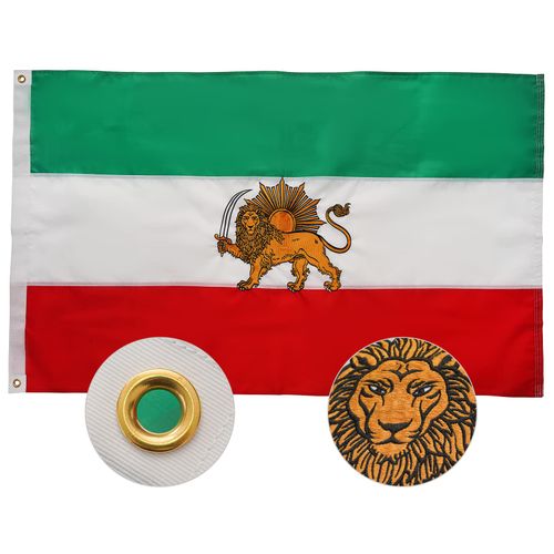 SYII Iran Flag 3x5 Ft Outdoor, Embroidered Old Iranian Lion Sun Persian Flags with 2 Brass Grommets and Sewn Stripes, Heavy D