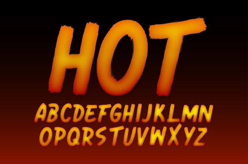 Free Vector set of brush font with hot effect