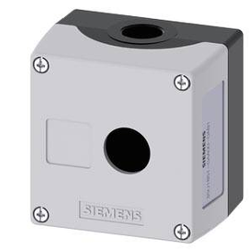 Enclosure for command devices, 22 mm, round, Enclosure material metal, enclosure top part gray, 1 control point, without equipment, Recess for labels, floor mounting, 1xM20 each on top and bottom