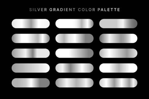 Silver Gradient Color Palette Collection Silver Gradient Color Palette Collection silver gradient stock illustrations