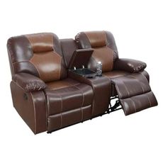 Manual Breathing Leather Reclining Sofa, Leather Recliner Couch, Comfortable Wide Lazy Leather Sofa for Living Room (Brown, Two Seater Loveseat)