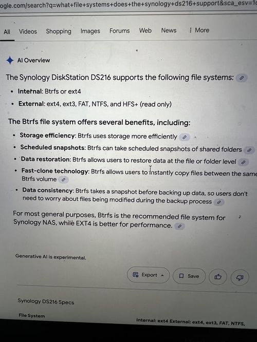 r/synology - Est-ce qu'ext4 est vraiment le seul système de fichiers supporté par un ds216 ?