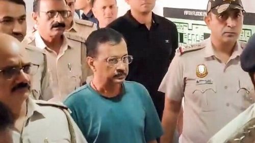 Delhi CM and AAP leader Arvind Kejriwal being produced before the Rouse Avenue Court