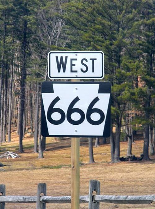 Route 666 Route 666 west sign in northern Pennsylvania number 666 stock pictures, royalty-free photos & images