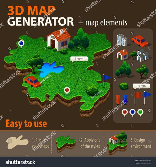 Vector 3d map generator Stock Vector