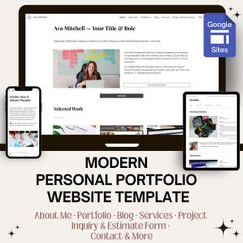 Personal Website Template - Google Sites |  Portfolio, About, Blog, Services Site | Freelancer, Designer, Student, Coach, Developer, IT