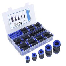80 Pack Quick Connect Air Hose Fittings Straight Push Connector Fittings Set Pneumatic Quick Connect Air Line Tubing Adapters For PE PU PA PVC Nylon Tube 5/32 1/4 5/16 3/8 1/2 Inch