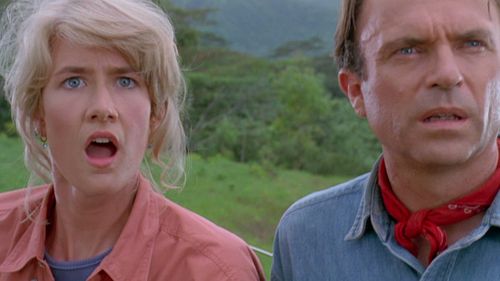 Laura Dern and Sam Neill in Jurassic Park (1993)