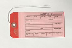 500 Pack Rejected Tag, PRE-Wired 2 Part Manifold Inspection Tag, Red Size #6 5-1/4" x 2-5/8"