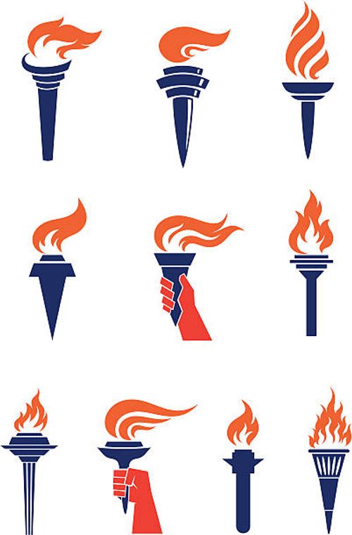 Torches Set of 10 torches graphic elements. torch stock illustrations