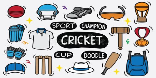 Set of cricket doodle with color good for sticker, background, wallpaper, element design, icon, badge, etc. Cricket doodle vectors