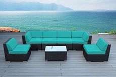 Ohana Depot 7-Piece Outdoor Patio Wicker Furniture Set, No-Assembly Sectional Sofa with Weather-Resistant Cushions, All-Weather Conversation Set (Sunbrella Aruba)