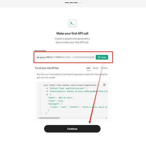 下面的 KEY 有且只出现一次，复制粘贴保存好 📒笔记 openai api 是：