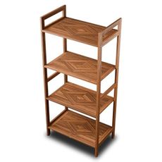 Elegant Teak 4-Shelf Organizer Storage Stand for Your Bathroom, Kitchen, Living-Room, Patio, Terrace, Waterproof, Use as Towel Rack, Shower Caddy, Bookshelf, Plant Display 48”(H) x 21”(L) x 13”(W)